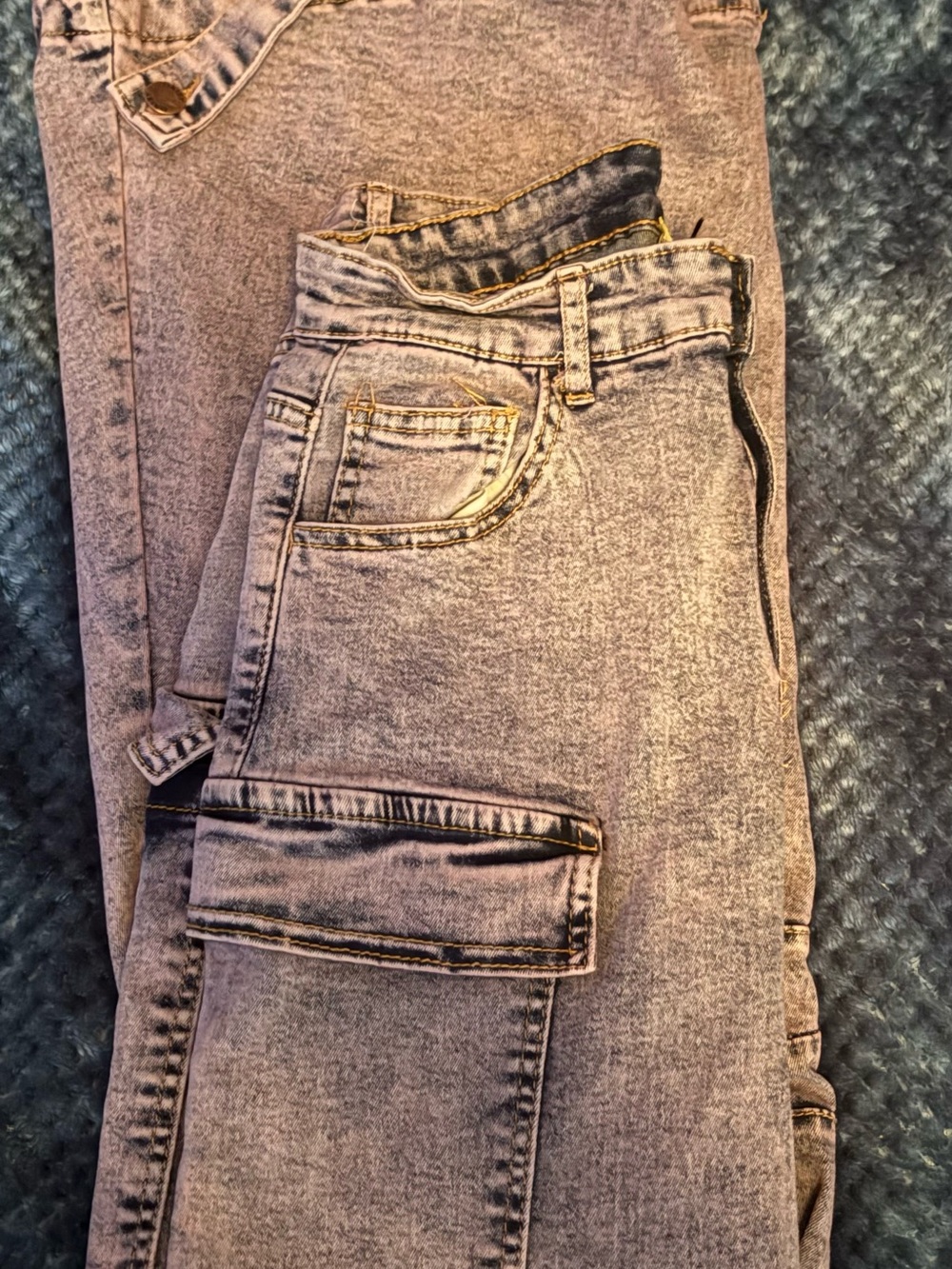 Daisy Light Gray Washed Wide-Leg Cargo Jeans